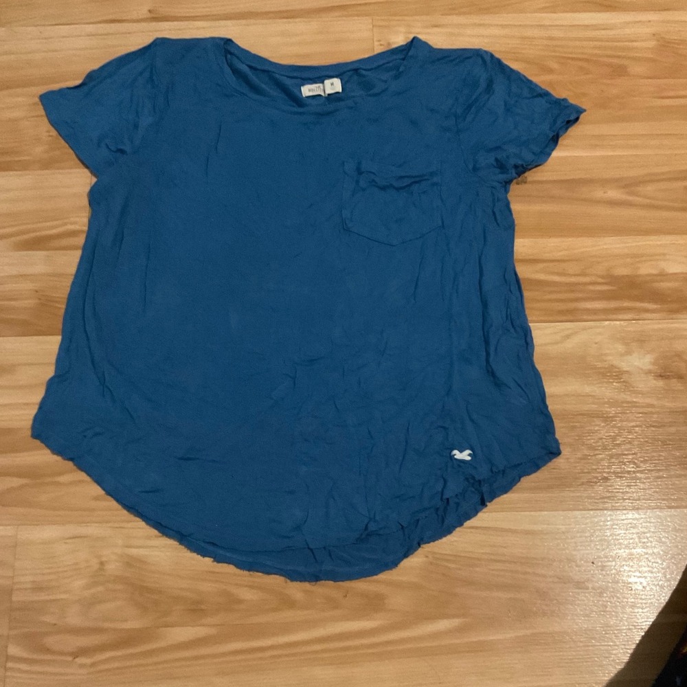 Hollister Blue Crew Neck Pocket T Shirt Tee‎ Size Medium